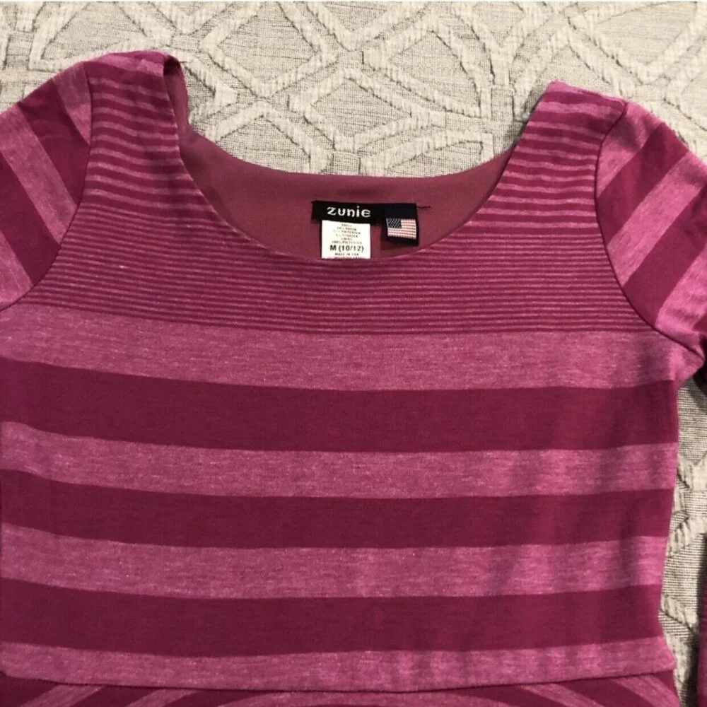 Zunie M (10/12) Pink Striped Twirl Skater Dress